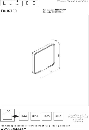 Lucide 33815/06/97 - Aplică de perete LED de exterior FINISTER LED/7W/230V IP54
