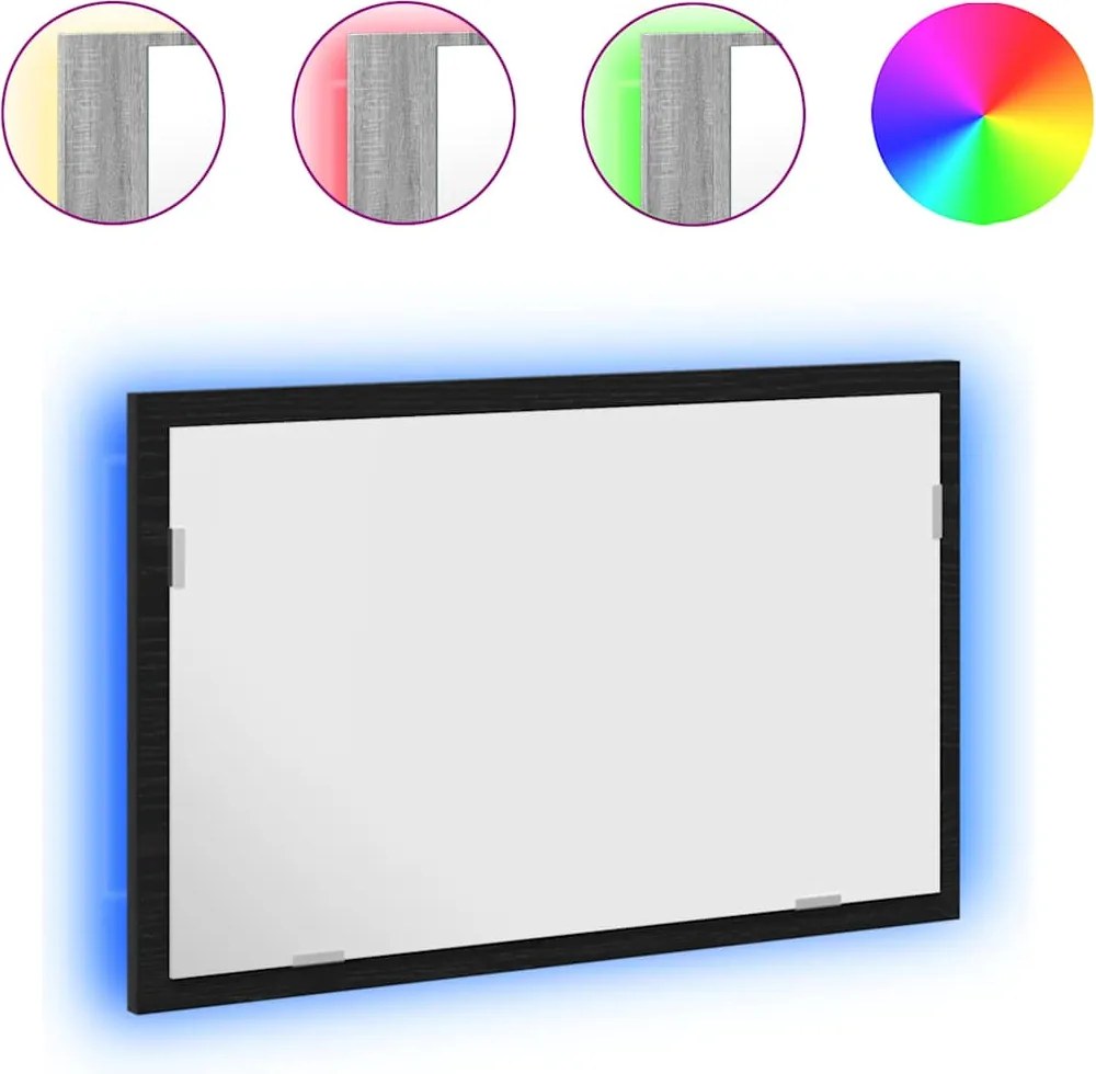 vidaXL Oglindă de baie cu lumini LED, stejar negru, 60x8,5x37 cm