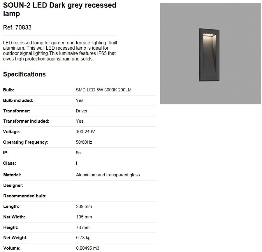 Spot LED incastrabil de exterior SOUN-2 70833