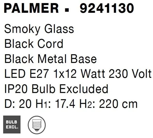 Lustra, Pendul modern PALMER fumuriu