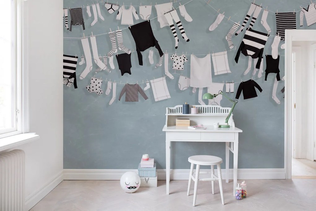 Fototapet, Laundry Day, Blue, Rebel Walls