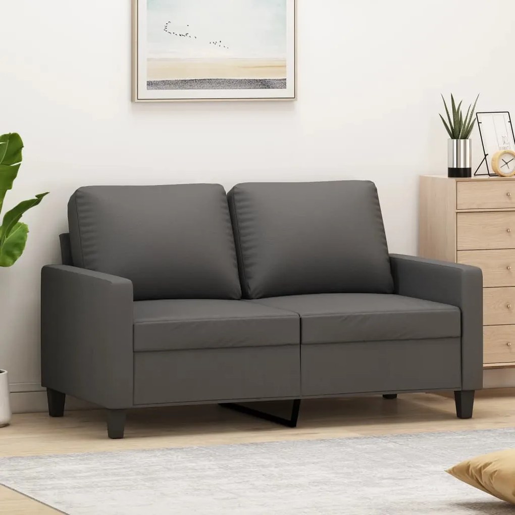 348670 vidaXL Canapea cu 2 locuri, gri, 120 cm, piele ecologică