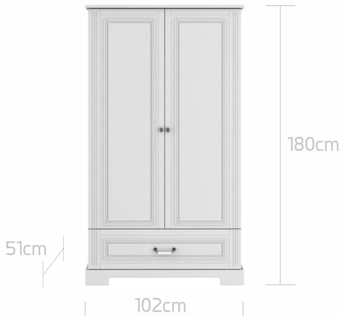 Dulap elegant Ines alb H180 cm