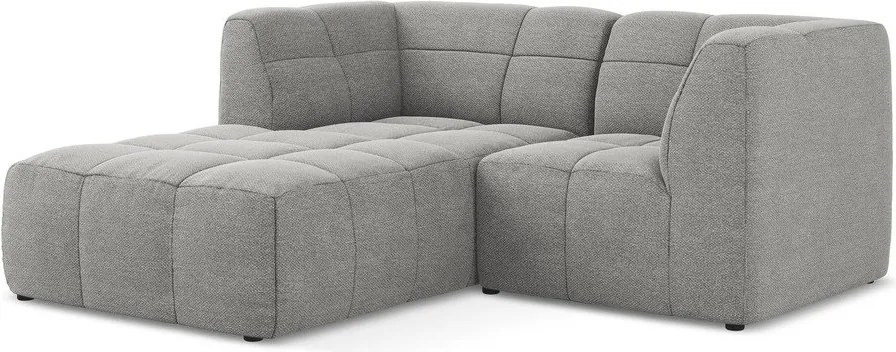 Colțar gri cu tapițerie din țesătură bouclé (cu colț pe partea stângă/cu șezlong) Aloha – Makamii