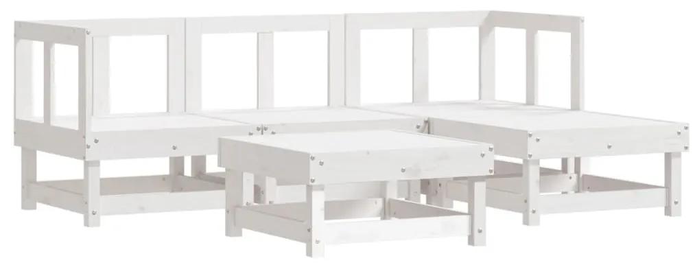 3186166 vidaXL Set mobilier relaxare de grădină 5 piese alb lemn masiv de pin