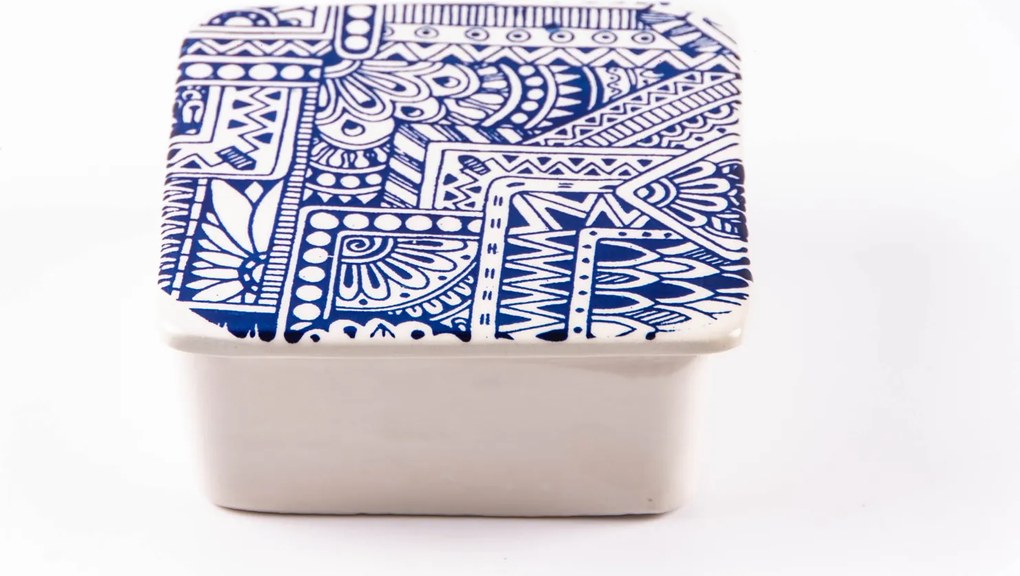 Cutie de depozitare din ceramică decorativă Tatto Blue