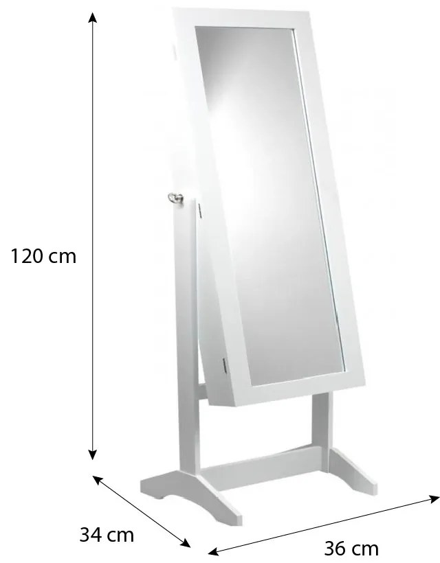 Brandy 03 Dulap de bijuterii cu oglinda + rafturi 8119 alb