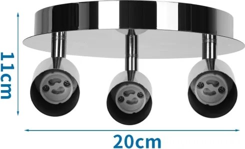 Aigostar - Corp de iluminat cu 3 spoturi GU10, 60W, 230V, crom lucios