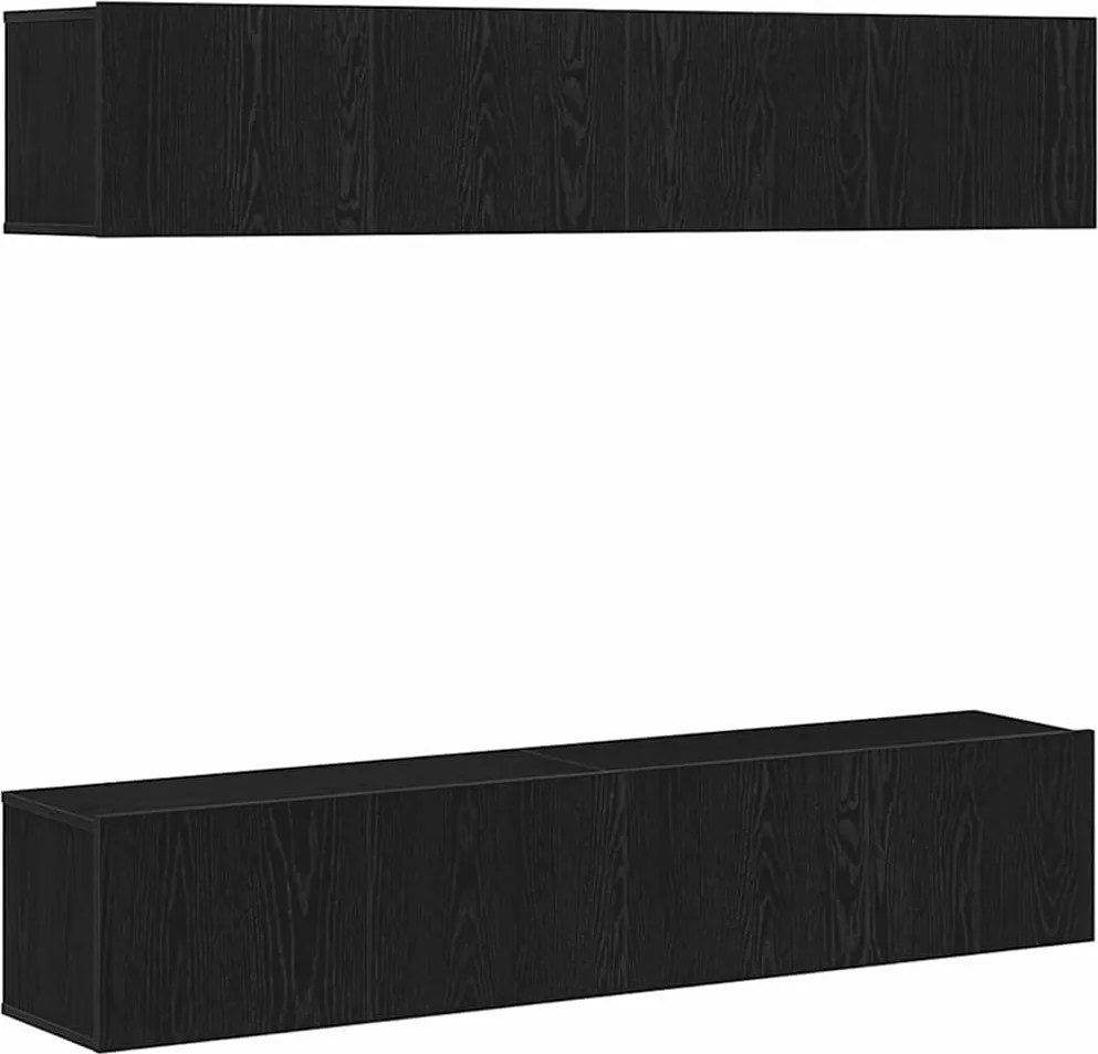 vidaXL Set comodă TV 4 pcs Stejar Negru 80 x 30 x 30 cm Lemn compozit