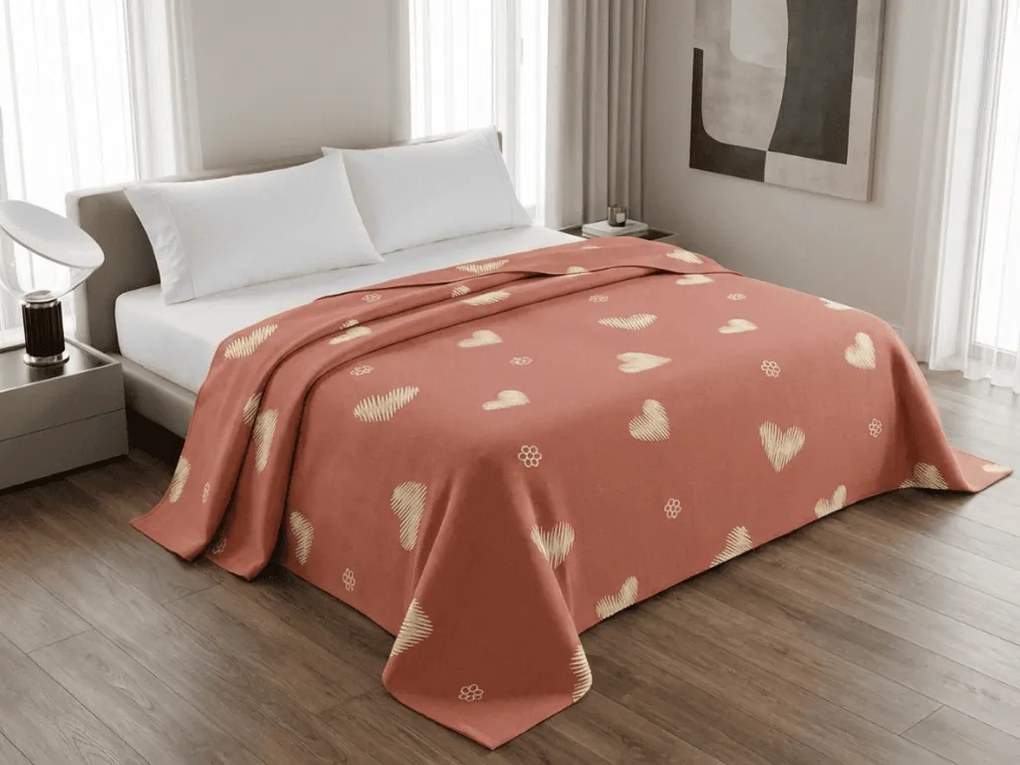 Cuvertura de pat ORANGE HEART, roz Dimensiune: 170 x 210 cm