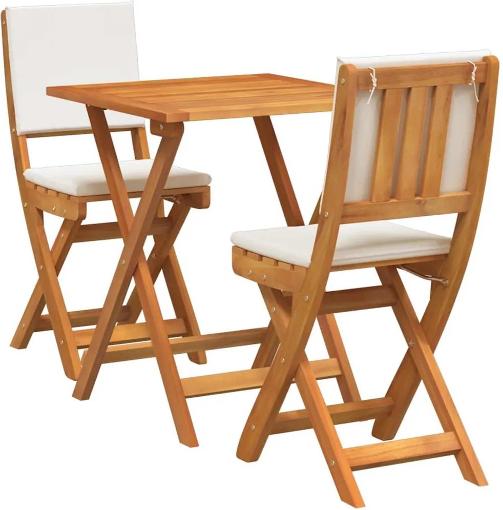 vidaXL Set bistro cu pernă 3 pcs Ulei Natural Lemn Solid de Acacia