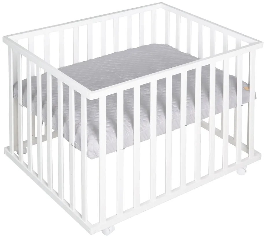 Țarc pentru copii alb cu roți 100x75 cm Style – Roba