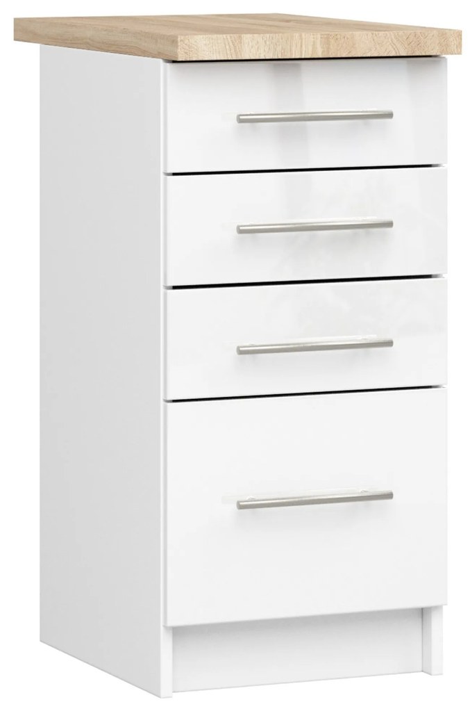 Dulap inferior de bucătărie Ozara S40 SZ4 (alb + alb lucios). 1071101