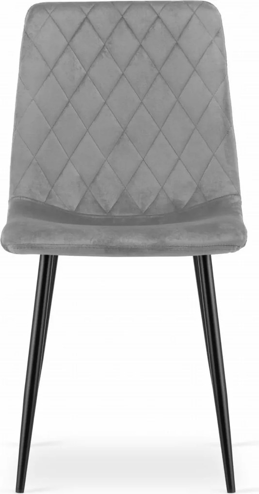 Scaun de catifea gri TURIN cu picioare negre