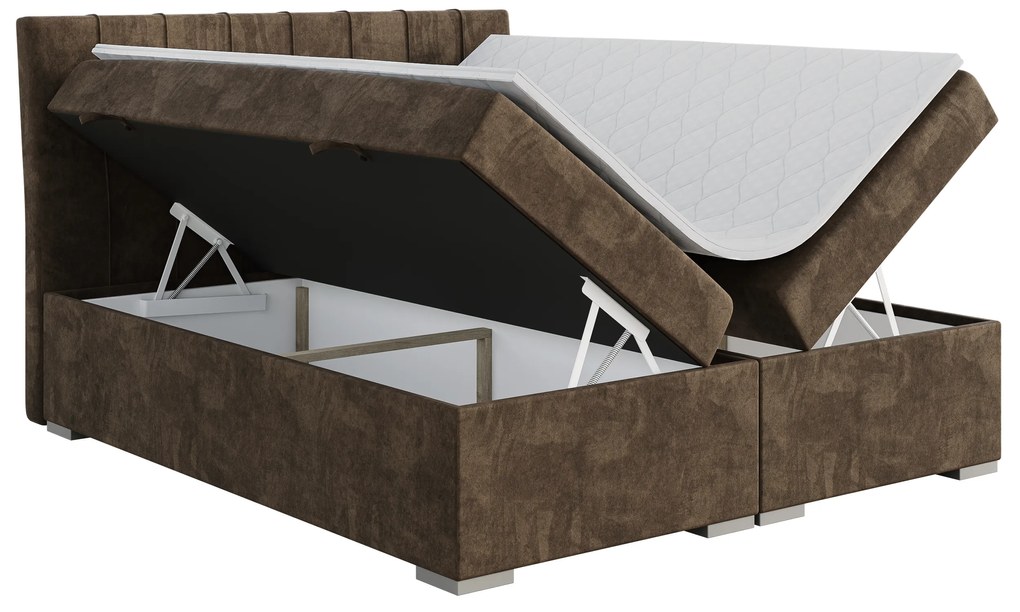 Pat de o persoană boxspring 120 cm Driny (caramel) (cu saltea și sp. depozitare). 1043357