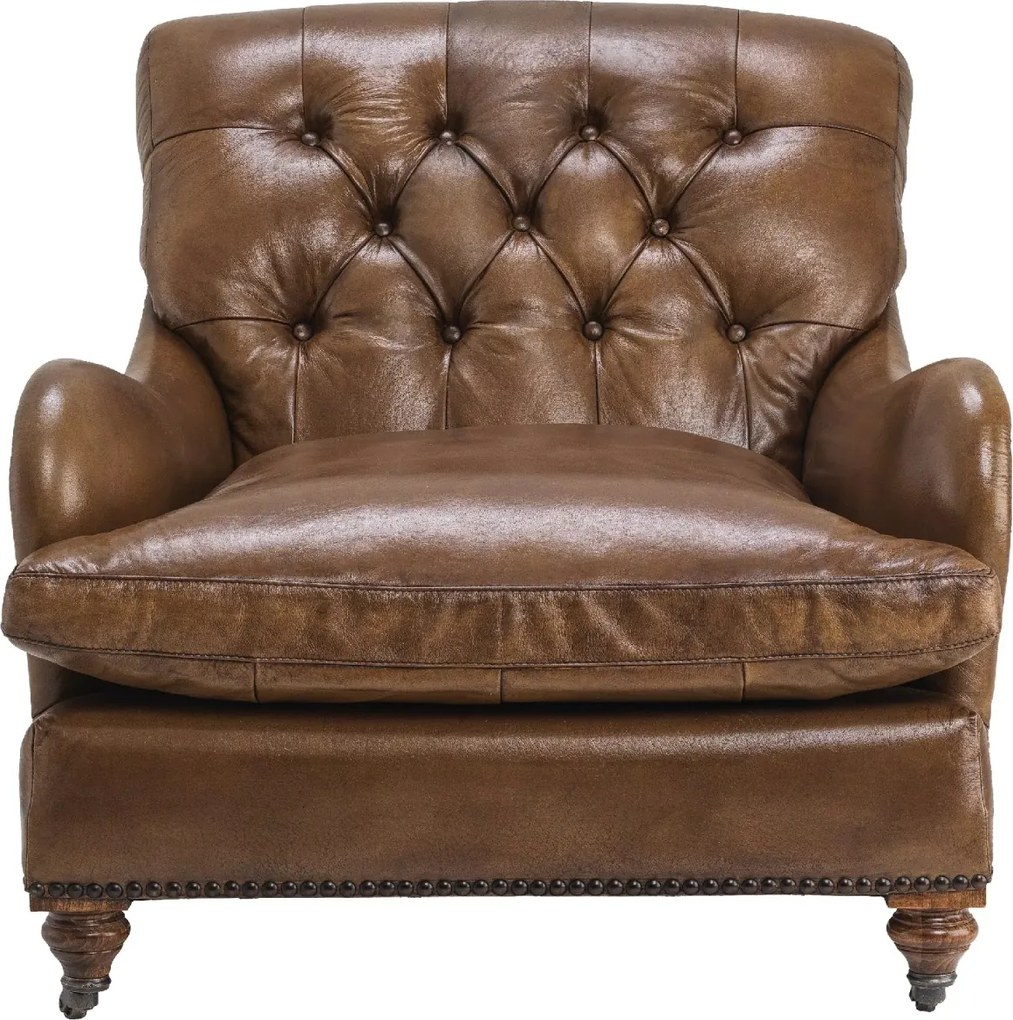 Fotoliu clasic design LUX Caledonian piele tobacco