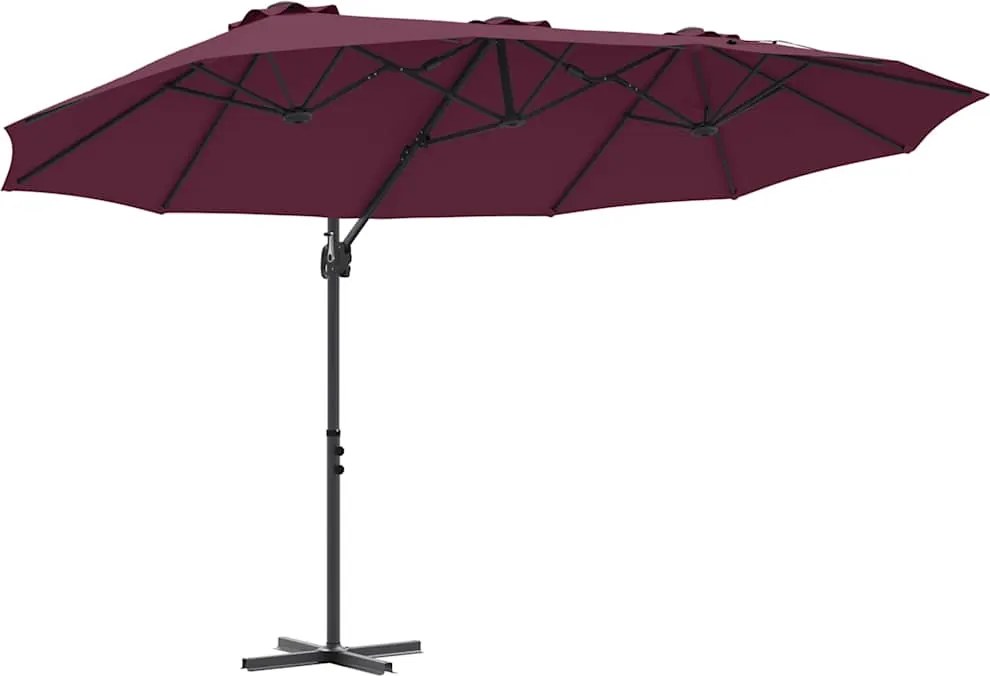 vidaXL Umbrelă de soare Roșu Bordeaux 372 x 198 x 243 cm