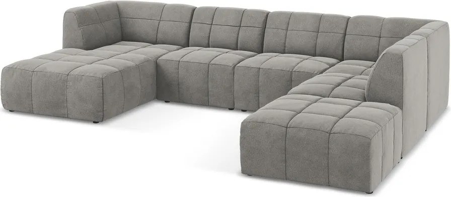 Colțar gri cu tapițerie din catifea (în formă de "U") Aloha – Makamii