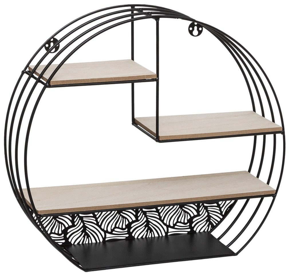 Poliță de perete MIRNA cu decor vegetal, 39,3 x 10,5 x 36 cm