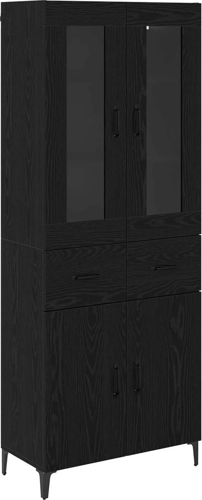 vidaXL Bufet Pe perete Stejar Negru 69,5 x 34 x 180 cm Lemn compozit