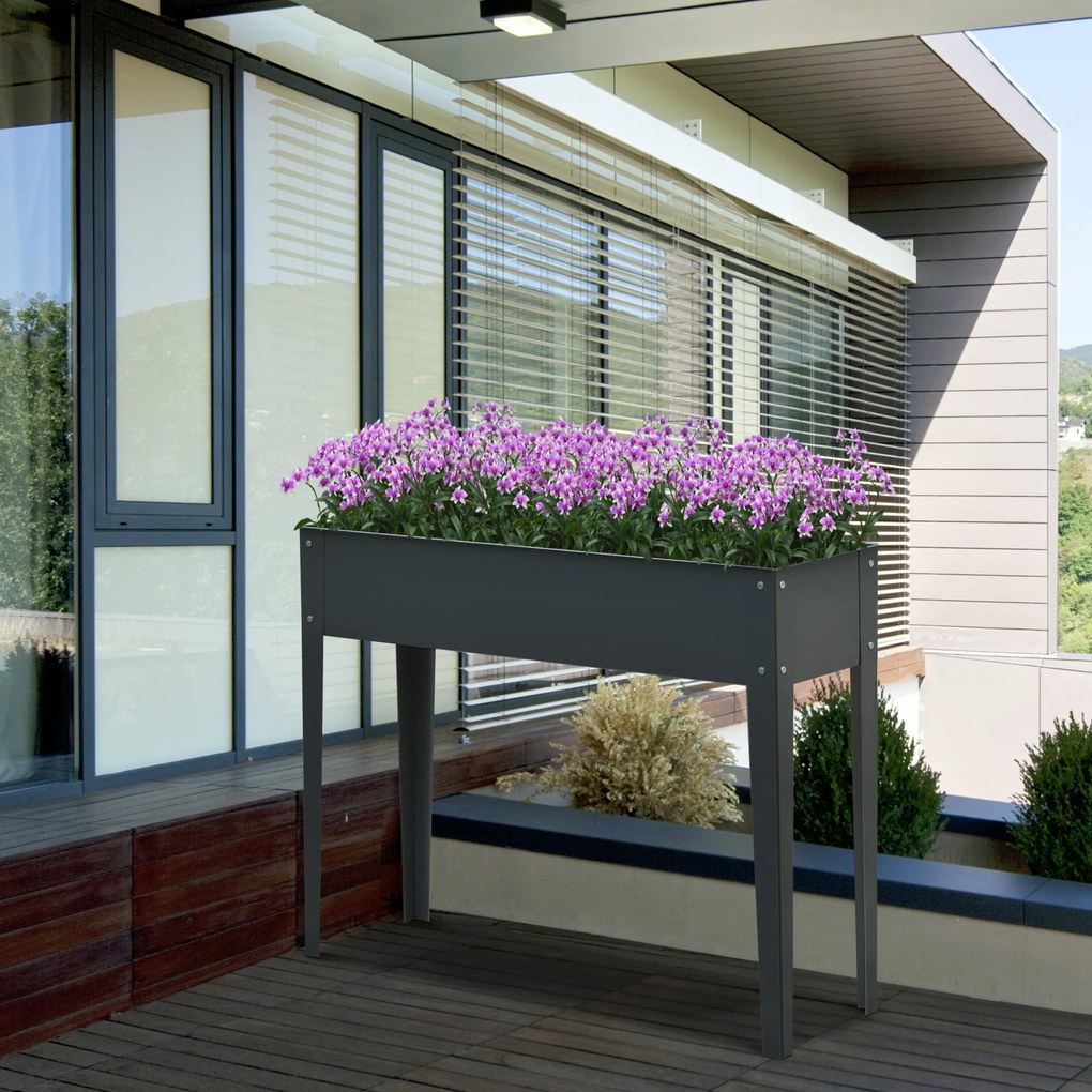 Outsunny Jardiniera Metalica Inaltata cu 3 Orificii de Scurgere, 100x30x80cm | Aosom Romania