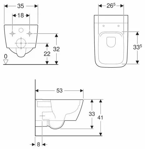 Vas wc suspendat Geberit iCon Square Rimfree