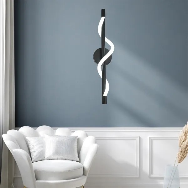 Aplica LED de perete MELECA, 12 W, 230 V, 3000/4000/6000 K, negru