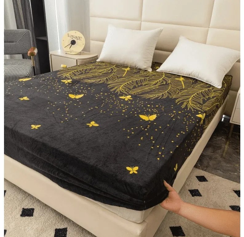 Cearsaf Cocolino microplus cu elastic VISATA 180x200 cm negru