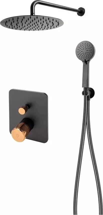 Sistem de dus incastrat FDesign Ardesia negru - rose gold