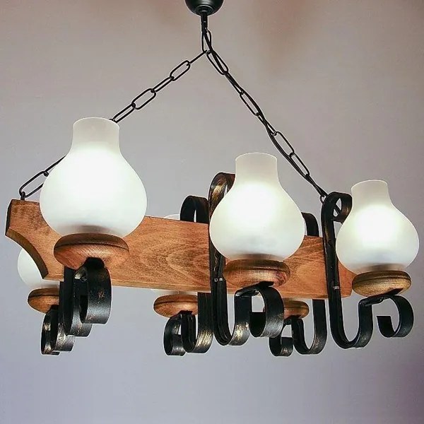 Candelabru rustic fabricat manual din lemn 6 brate Vela WOOD-VE-SP6