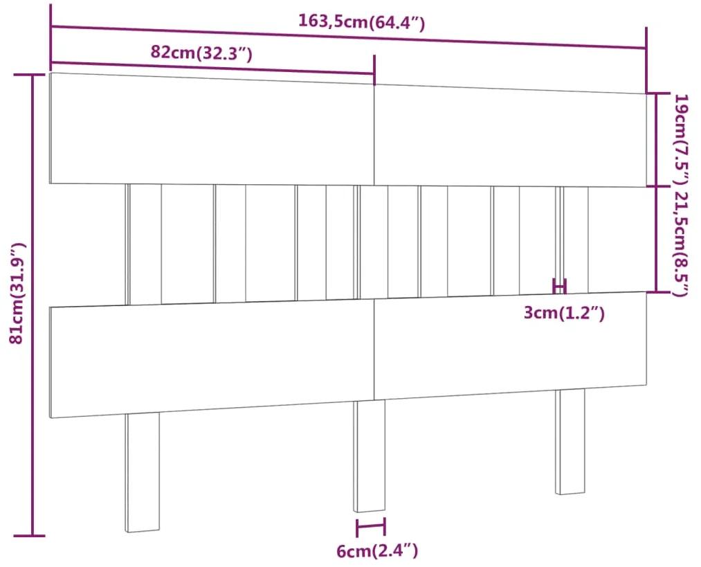 Tablie de pat, alb, 163,5x3x81 cm, lemn masiv de pin 1, Alb, 163.5 x 3 x 81 cm