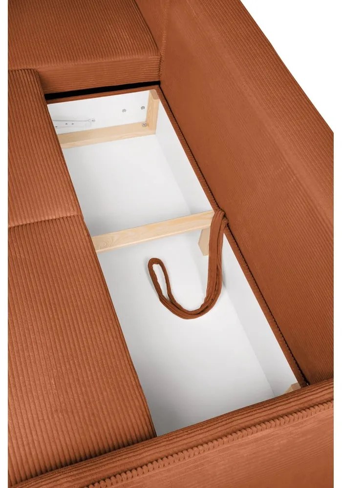 Colțar portocaliu extensibil cu tapițerie din catifea reiată (cu colț pe partea stângă ) Tori – Bonami Selection