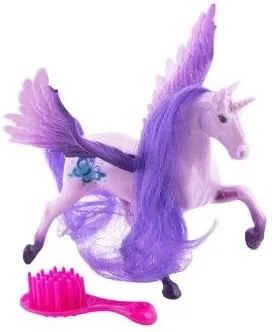 Unicorn/cal cu aripi, piepten, plastic 12 cm 3 culori