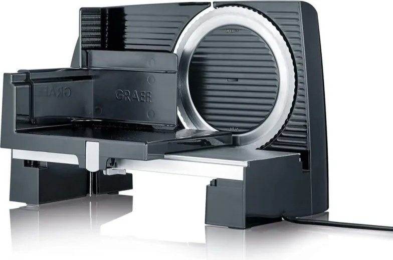 Mașină de tăiat cârnați Graef SKS100, 170 W, lamă de 170 mm, oțel inoxidabil, sistem de blocare pentru copii, negru