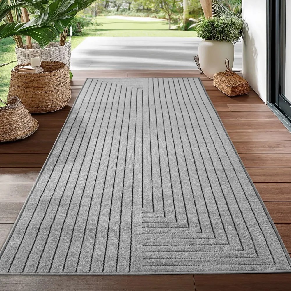 Covor tip traversă pentru interior și exterior gri 80x250 cm Nova 1202 – Ayyildiz Carpets