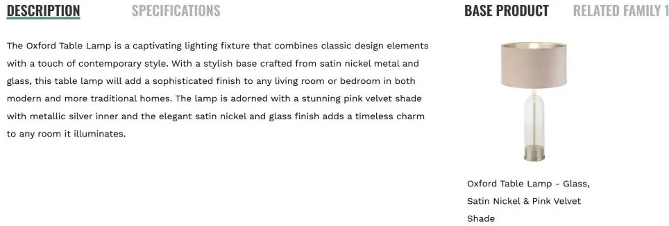 Veioza/Lampa de masa design decorativ Oxford nickel/roz