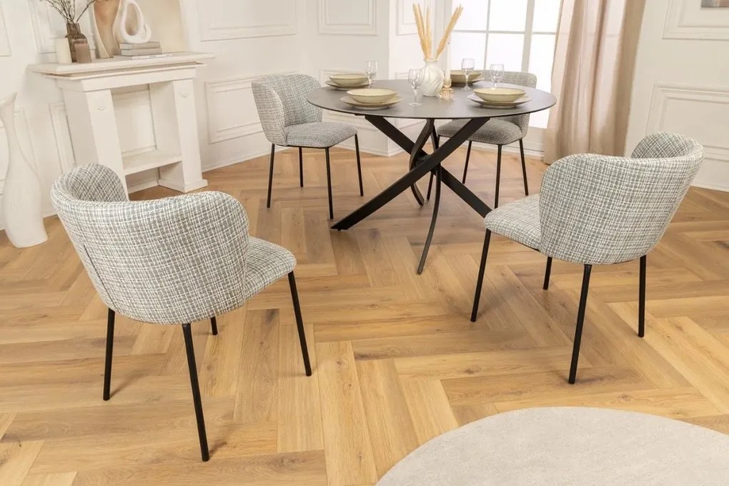 Set 2 scaune stil retro cu tesatura in carouri LYON albastru