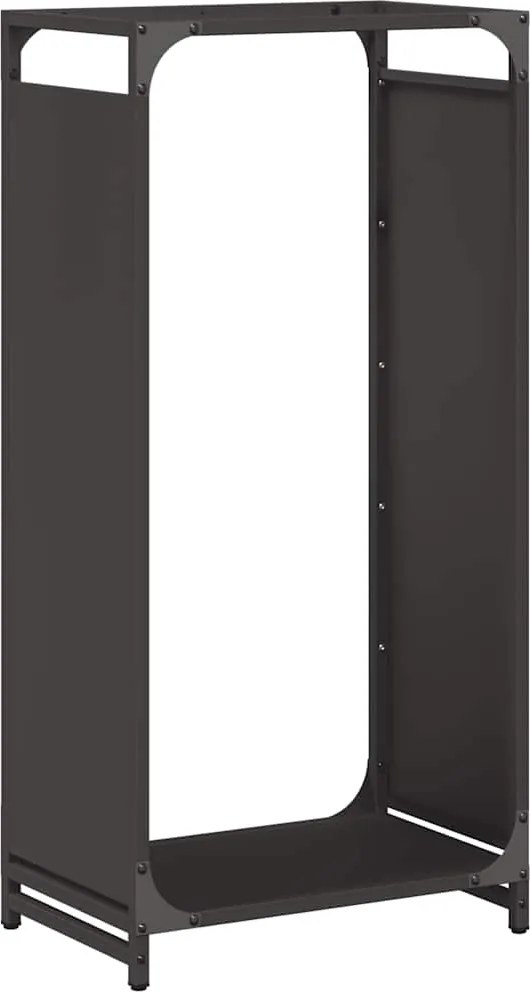 vidaXL Suport pentru lemne de foc negru Oțel laminat la rece