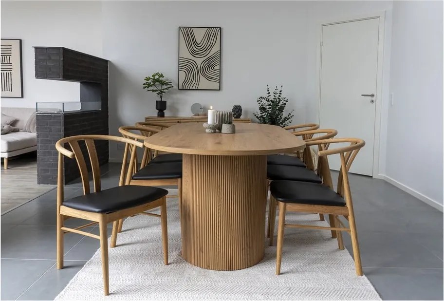 Scaun de dining negru/în culoare naturală din imitație de piele Artenara – House Nordic