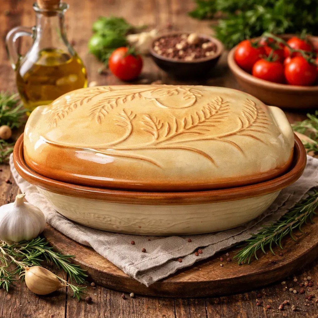 Oala Din Lut Pentru Sarmale - Gust Autentic Romanesc, Glazurat, 4.5 litri