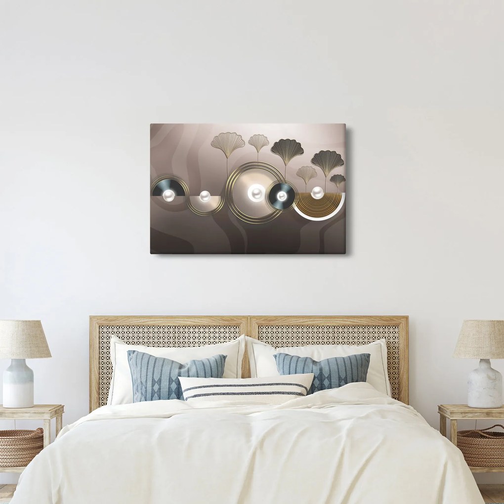 Tablou - Abstract maro-auriu (90x60 cm)