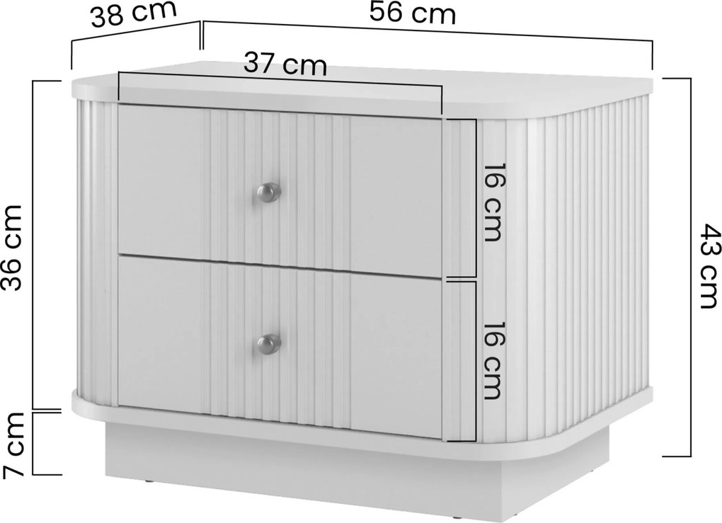 Set de noptiere Vesper 56 cm cu mânere aurii - negru