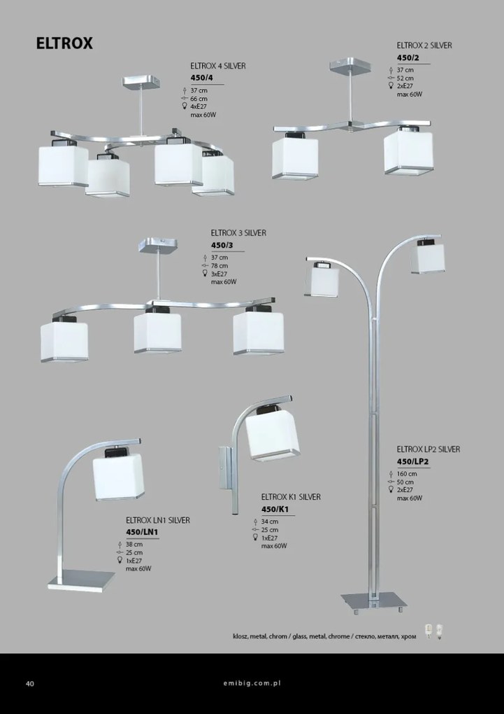 Veioza, lampa de masa ELTROX LN1 SILVER 450/LN1 EMB