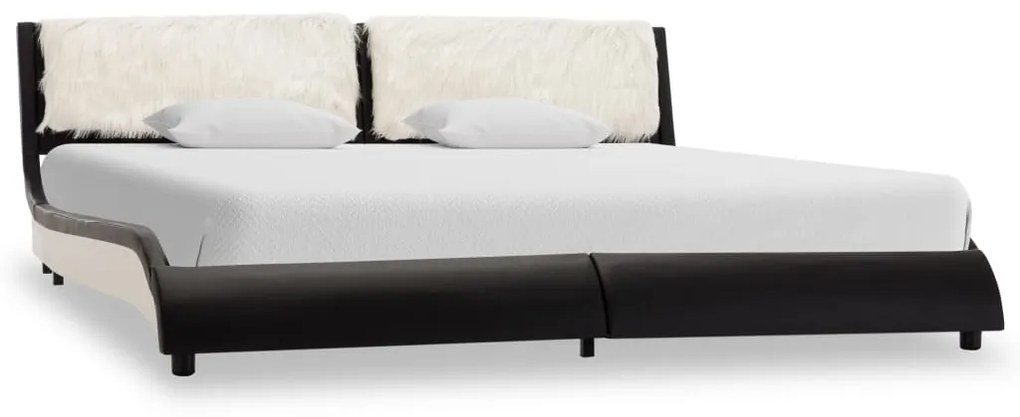 280361 vidaXL Cadru de pat, negru și alb, 180 x 200 cm, piele ecologică