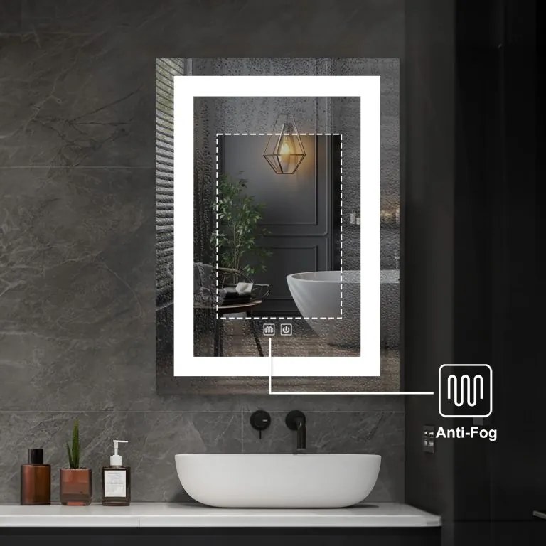 IREDA Oglindă de baie cu iluminare LED, 80 x 60 cm