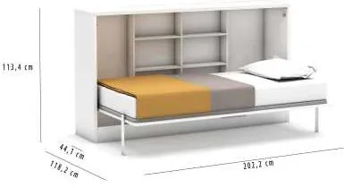 Pat rabatabil orizontal single cu somiera si canapea 2 locuri -  LIFE&amp;DIVER CONFORT SET (90X190) - Alb Mat