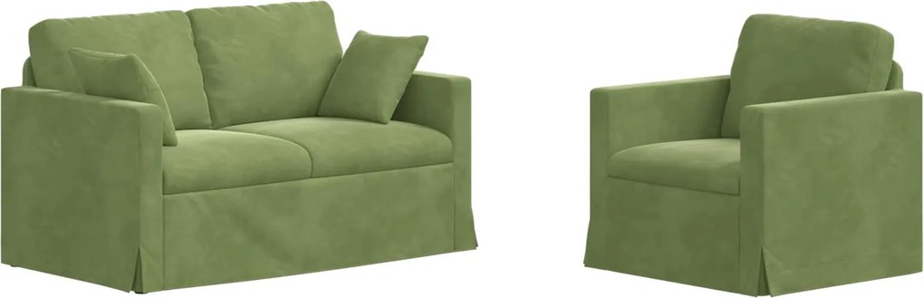 vidaXL Set de canapea 2 pcs Verde deschis 138 x 78 x 80 cm Catifea