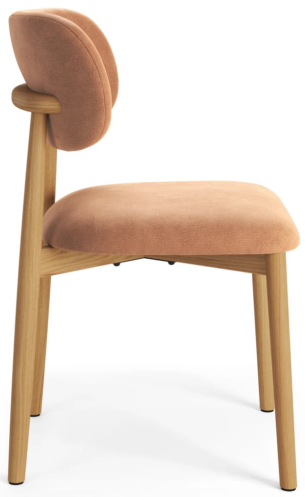 MAZZONI EXPORT ALMO Teracotă (material Danny 204)/cadru stejar lăcuit - SCAUN DIN LEMN PENTRU SALON SUFRAGERIE BUCĂTĂRIE RETRO