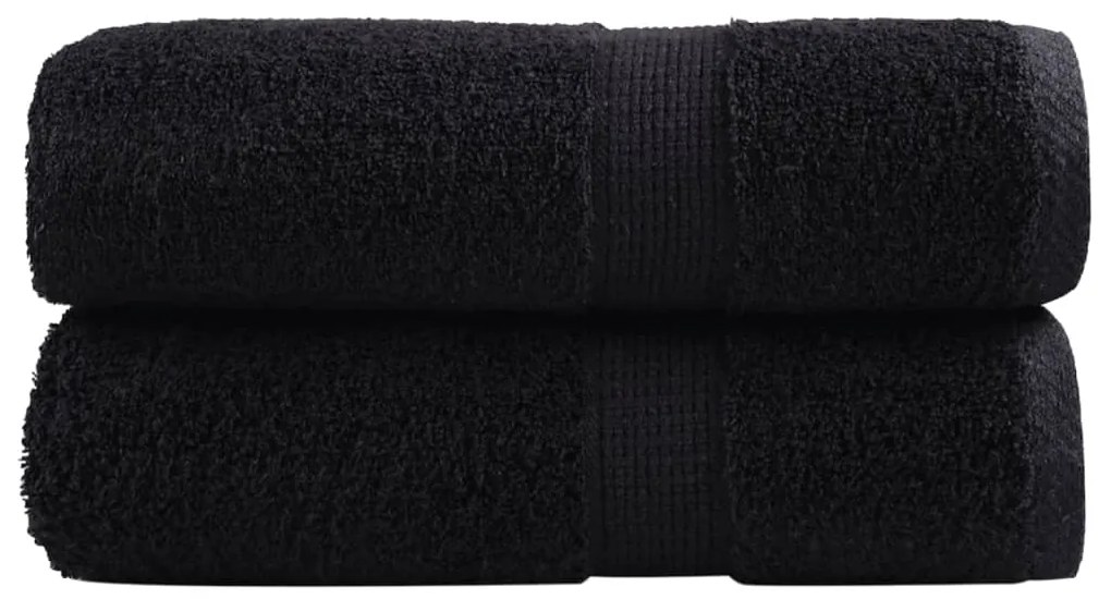 vidaXL Prosoape de baie premium SOLUND, 2 buc., negru, 30x30 cm, 600 g/m²