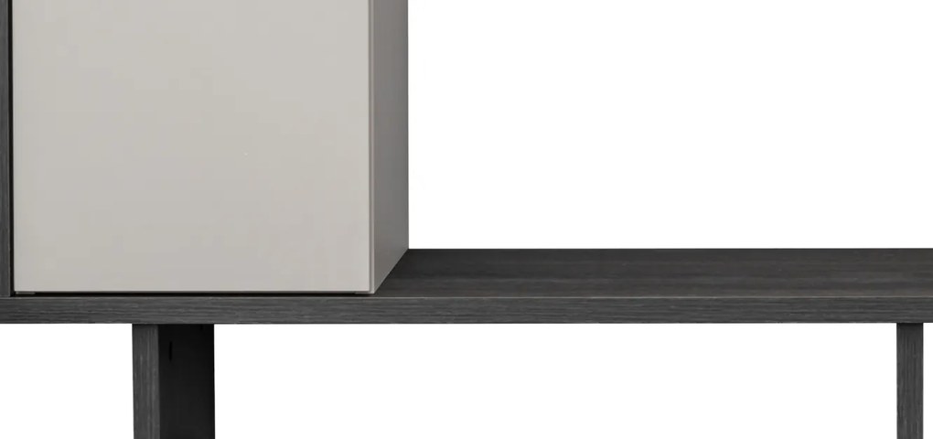 Mobila Living modern, casmir bej inchis stejar grafit, 210 cm lungime x35 cm adancime, suspendata- prindere perete, usi deschidere prin apasare-push